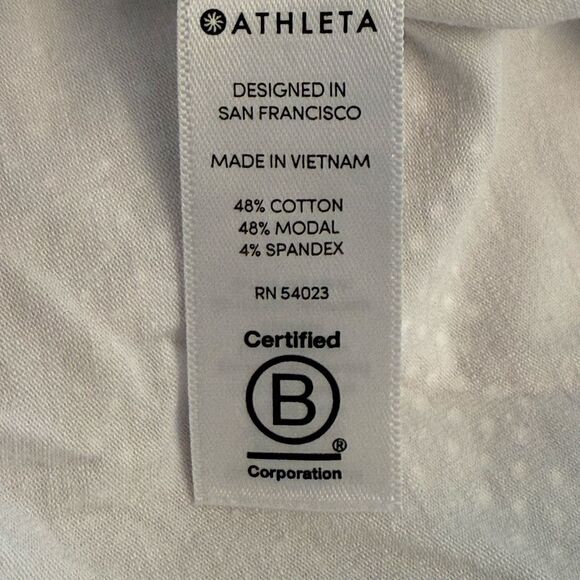 Athleta Dotted Crew Neck Cotton Blend Athletic White Muscle Tank Top - Picture 4 of 5